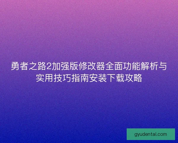 勇者之路2加强版修改器全面功能解析与实用技巧指南安装下载攻略